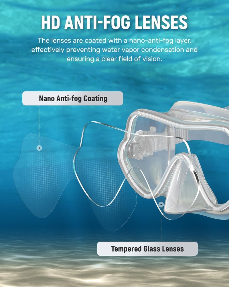 W WSTOO WSTOO Frameless Swim Goggles with Nose Cover for Adults, Panoramic Anti-Glare & Anti-Fog Tempered Glass Lenses, and Perfect Seal Food-Grade Silicone Skirt, Suitable for Snorkelling and Diving - Image 2